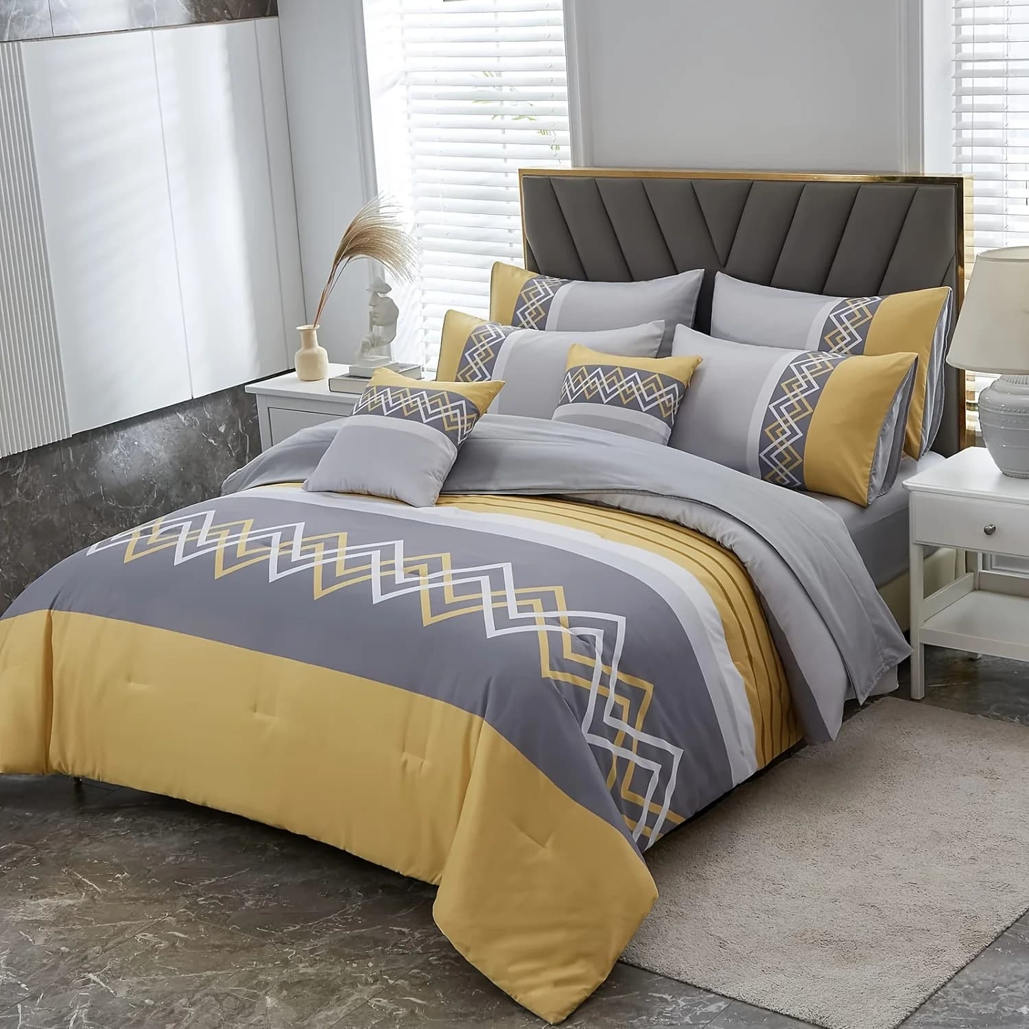 6Pcs Microfiber Comforter Set With Sheets And Pillowcases For Full Queen King Bed