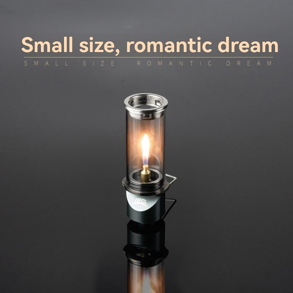 BRS Dreamlike Mini Lampada a Candela Antivento, Bruciatore a Gas per Campeggio all'Aperto, Attrezzatura per Illuminazione Tenda, Lampada Portatile a Luce di Candela