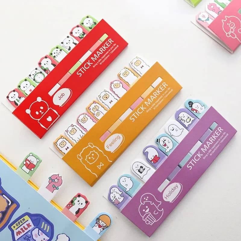 160 pezzi di materiale scolastico Kawaii Cancelleria giapponese e coreana Simpatici mini animali 8 file di foglietti adesivi Adesivi per appunti con messaggi