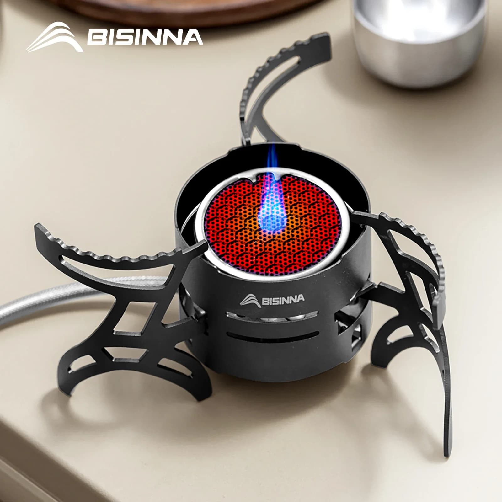 NEWBISINNA Fornello a Infrarossi da Campeggio, Mini Stufa Portatile 3600W ad Alta Potenza, Bruciatore a Gas Ultraleggero Pieghevole per Escursioni e Picnic