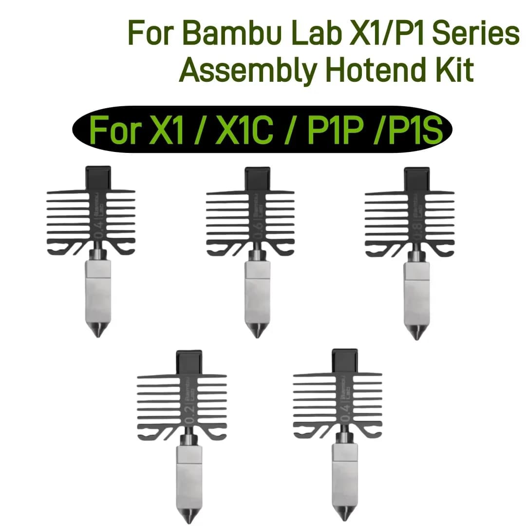 Per Bambu lab X1/P1 Serie Hotend Kit Ugello In Acciaio Temprato 0.2/0.4/0.6/0.8mm Per Bambu lab X1C P1P P1S Parti Della Stampante 3D