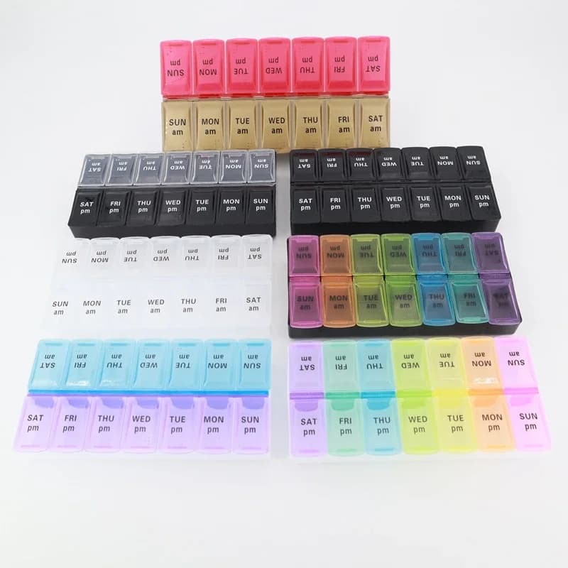 Weekly Portable Pills Organizer Pastillero 7 Days 14 Grills Pills Pills for Medicines Container for Tablets Vitamins Fish oils