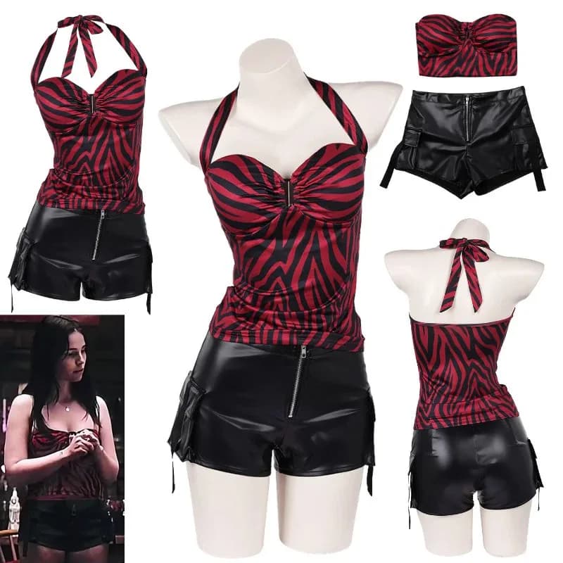 Obsession Nikki Costume Cosplay Outfit Anime Zebra Halter Top Short Punk Streetwear Halloween Carnival Costume for Girl