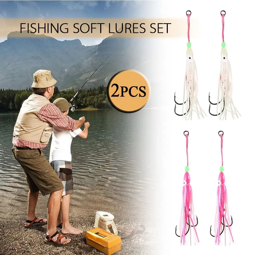 2 pz/lotto durevole artificiale portatile acqua salata polpo esca gancio calamari gonna richiamo morbido silicone attrezzatura da pesca