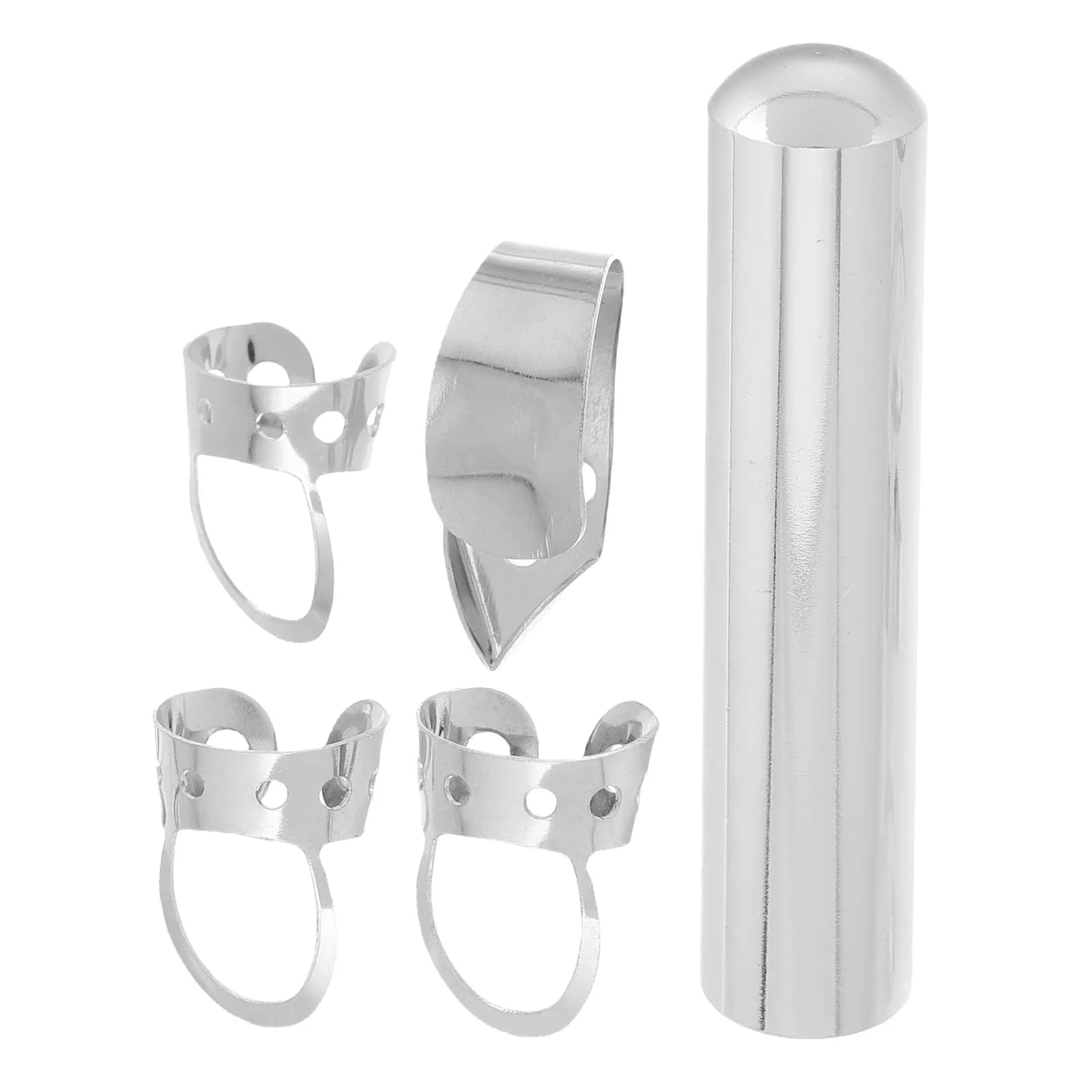 Set di 1 Barra Slide per Chitarra Media in Metallo Argentato per Chitarra Elettrica con Plettri in Metallo per Strumenti a Corda