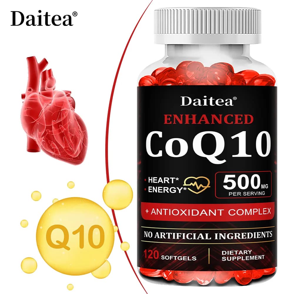 Daitea CoQ10 500mg, Supporta la salute del cuore, Antiossidante, Produzione energetica, Integratore alimentare Coenzima Q10, 30/60/120 capsule