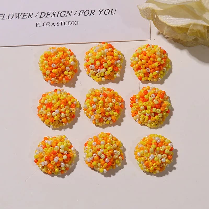 Shoe Charms Handcrafted Half Round Seed Bead Lily Flower Cluster 1 Piece Boho Korean DIY Decor for Girls Clogs Jelly Crystal