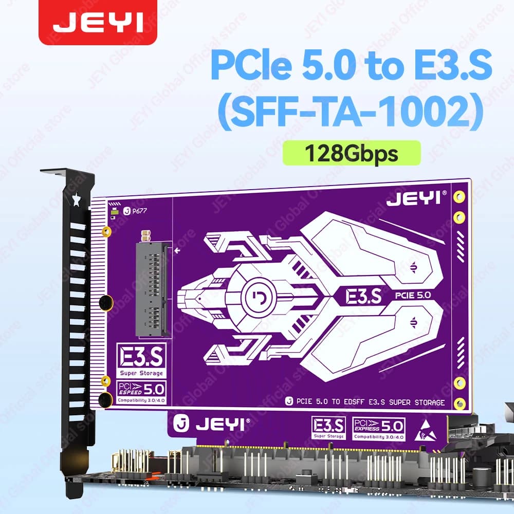 Scheda Adattatore SSD JEYI E3.S (SFF-TA-1002) PCIe 5.0 da 128 Gbps, supporta slot x4/x8/x16 per server di livello Enterprise e sale server