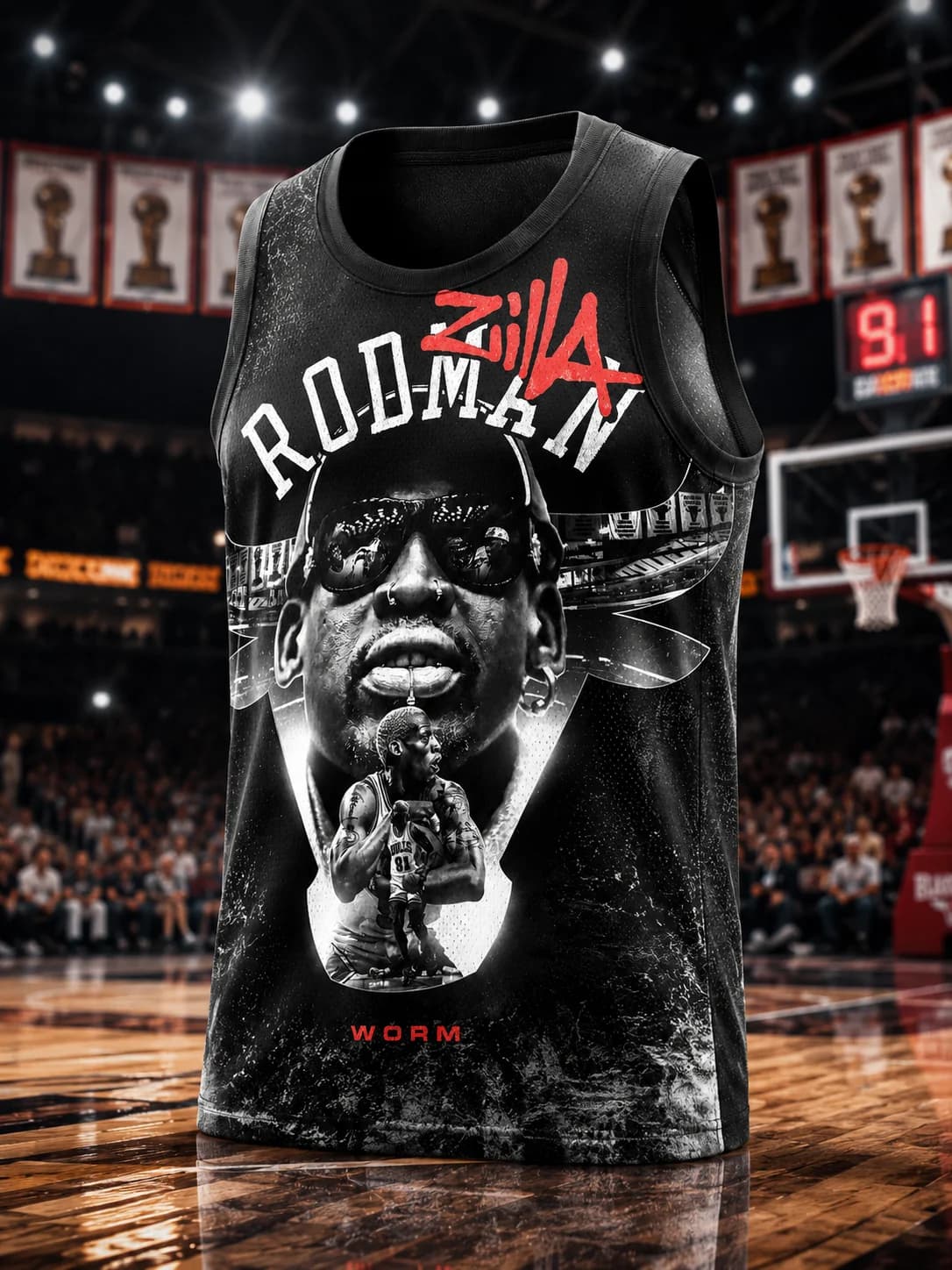 2026 Ultima Maglia da Basket Stile Punk Rodman "Rodman Zilla" per Uomini, Donne e Bambini - Top Casual alla Moda Stampato in 3D per i Fan