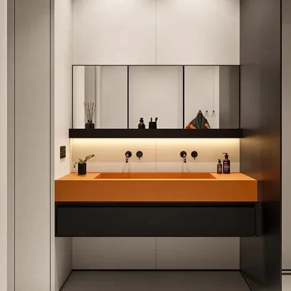 Specchio da Bagno per Hotel di Design, Mobile Bagno con Specchio Illuminato a LED Touch di Guangzhou