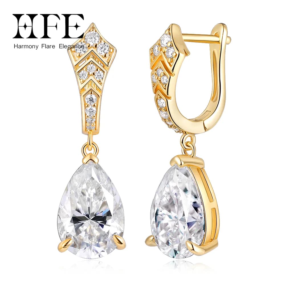 HFE Orecchini a goccia da donna Moissanite a forma di pera D VVS1 Orecchini da sposa eleganti in argento puro 925 di alta qualità