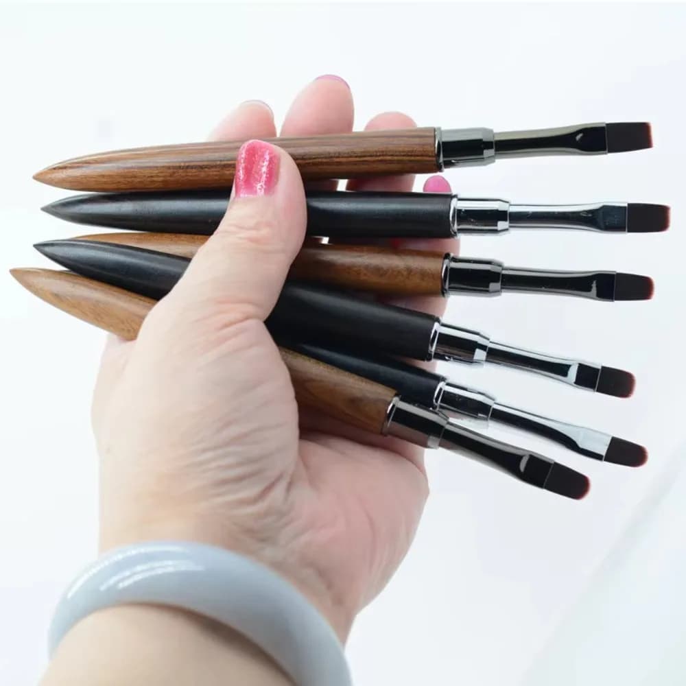 Wooden Nail Art Brush DIY Painting Brush No Brush Marks Nail Art Liner Brush with Pen Cap No Shedding Gel Painting Brush