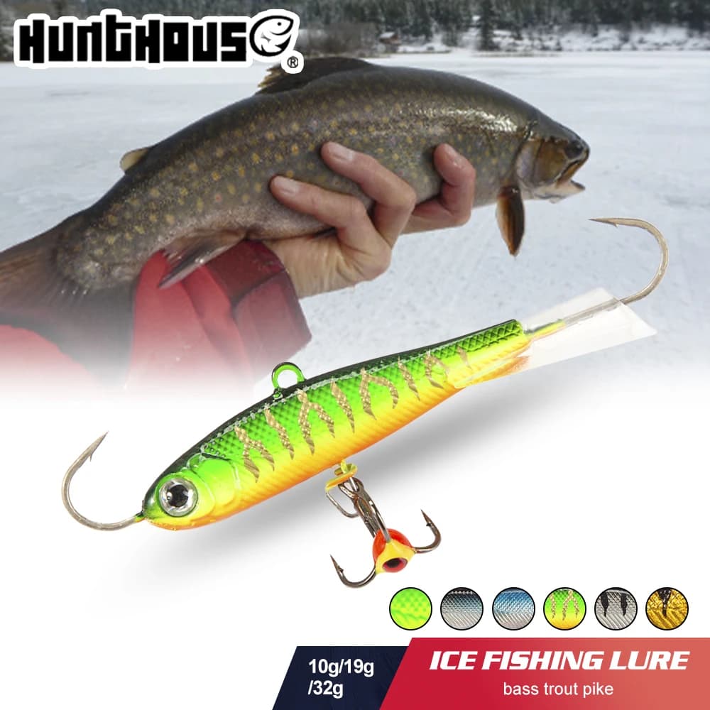 Hunthouse Inverno Richiamo di Pesca Sul Ghiaccio Affondamento In Metallo Jigging Vib 50mm/10g 65mm/19g 75mm/32g Equilibrio Vibrazione Per Bass Pesca attrezzatura