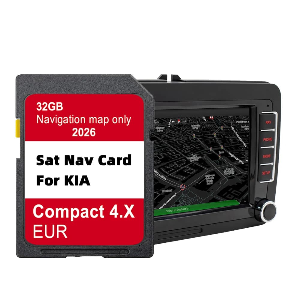 Scheda di Memoria SD 32GB per Navigatore GPS KIA Compact 4.X, Mappe Europa UK 2026, Compatibile con Soul, Sorento, Optima