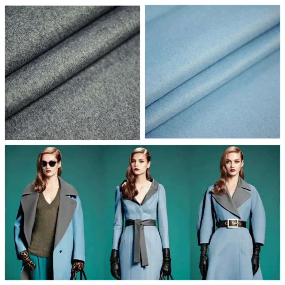 Blue-gray Double-sided Cashmere Fabric Luxury Soft Double-sided High-grade Gray Mint Blue High-end Cashmere Wool Fabric Cloth