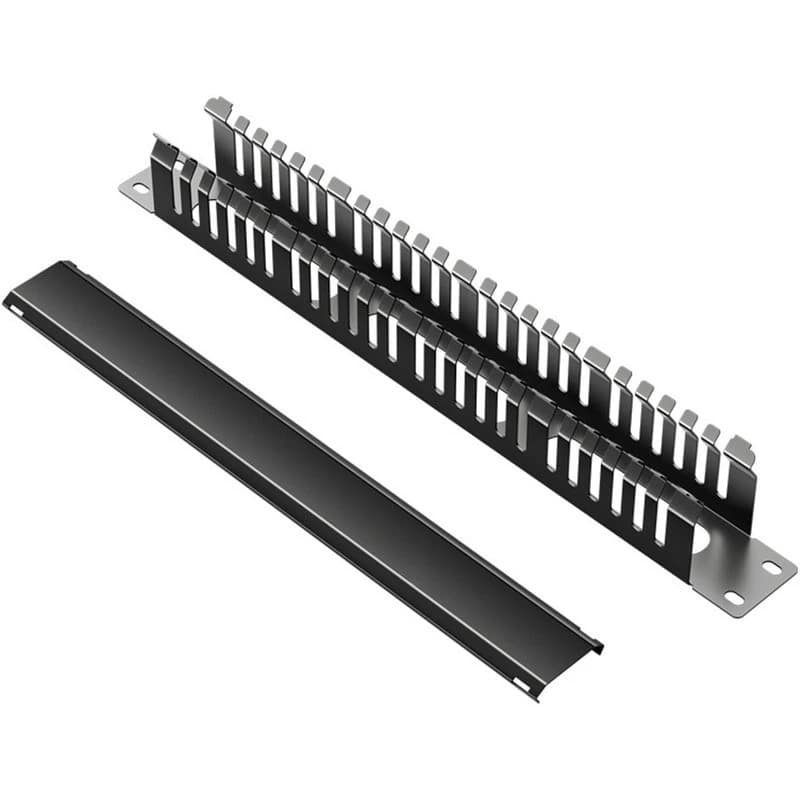 LXYB18B Finger Duct Wire Organizer 1U Network Cable Management Horizontal Vertical Mount 19 Inch Server Rack 24 Slot 48 Port