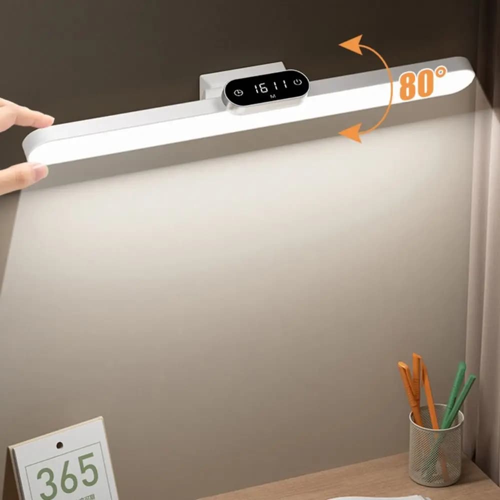 Reading Table Lamp with Hour Display Continuous Dimming Magnetic Base Night Light Remote Control Rechargeable LED Desk Lamp via USB