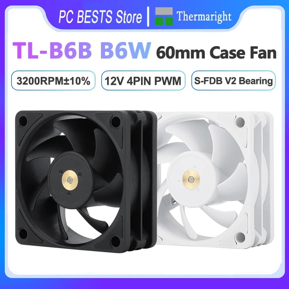 Thermalright TL-B6B B6W 60mm Case Fan 4pin PWM controllo della temperatura 6025 CPU ventola di raffreddamento 3200RPM Cooler PC Computer Fan
