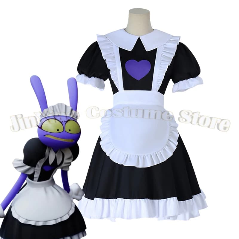 Costume Cosplay Anime Jax in Abito da Cameriera, Vestito Nero Lolita da Cameriera, Uniforme per Giochi di Ruolo, Costume da Festa di Halloween per Donne