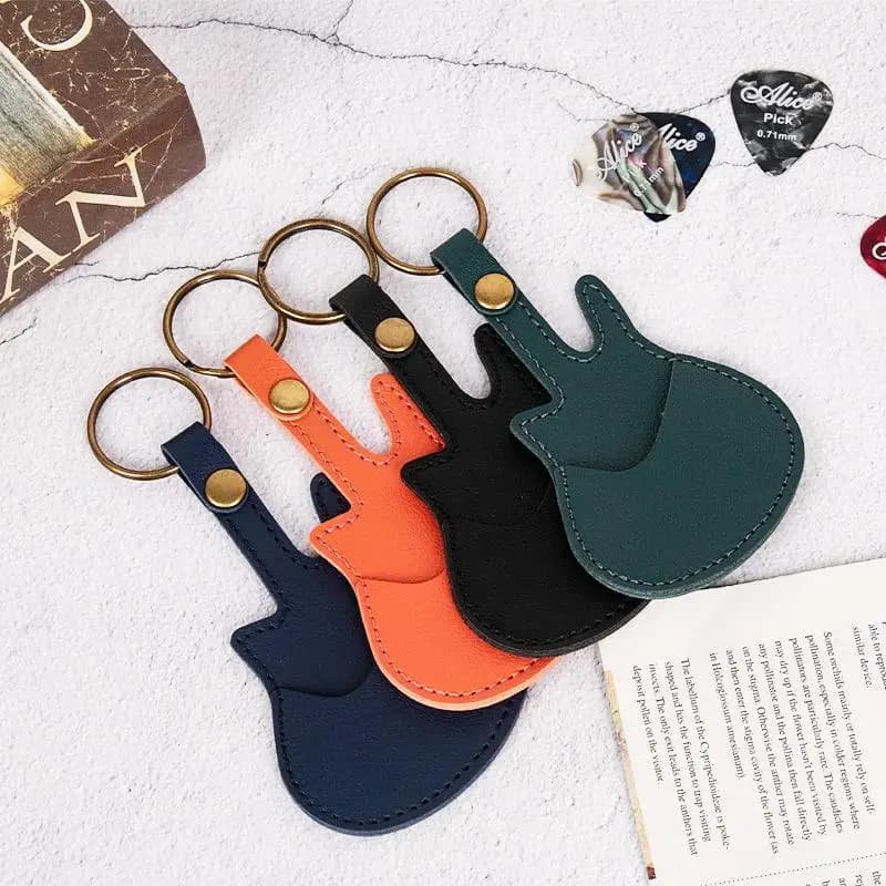 (SH）*[HS] 1PC Custodia Portaplettro in Pelle a Forma di Chitarra con Portachiavi, Accessori per Chitarra e Strumenti Musicali