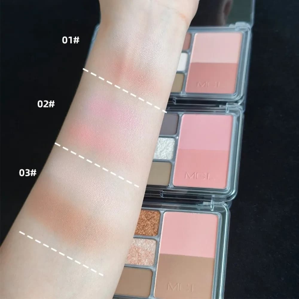 MGL Palette Viso All-in-One 3 IN 1, Palette Shadows Long Duration 12 Colors, Multifunction Makeup Kit for Face