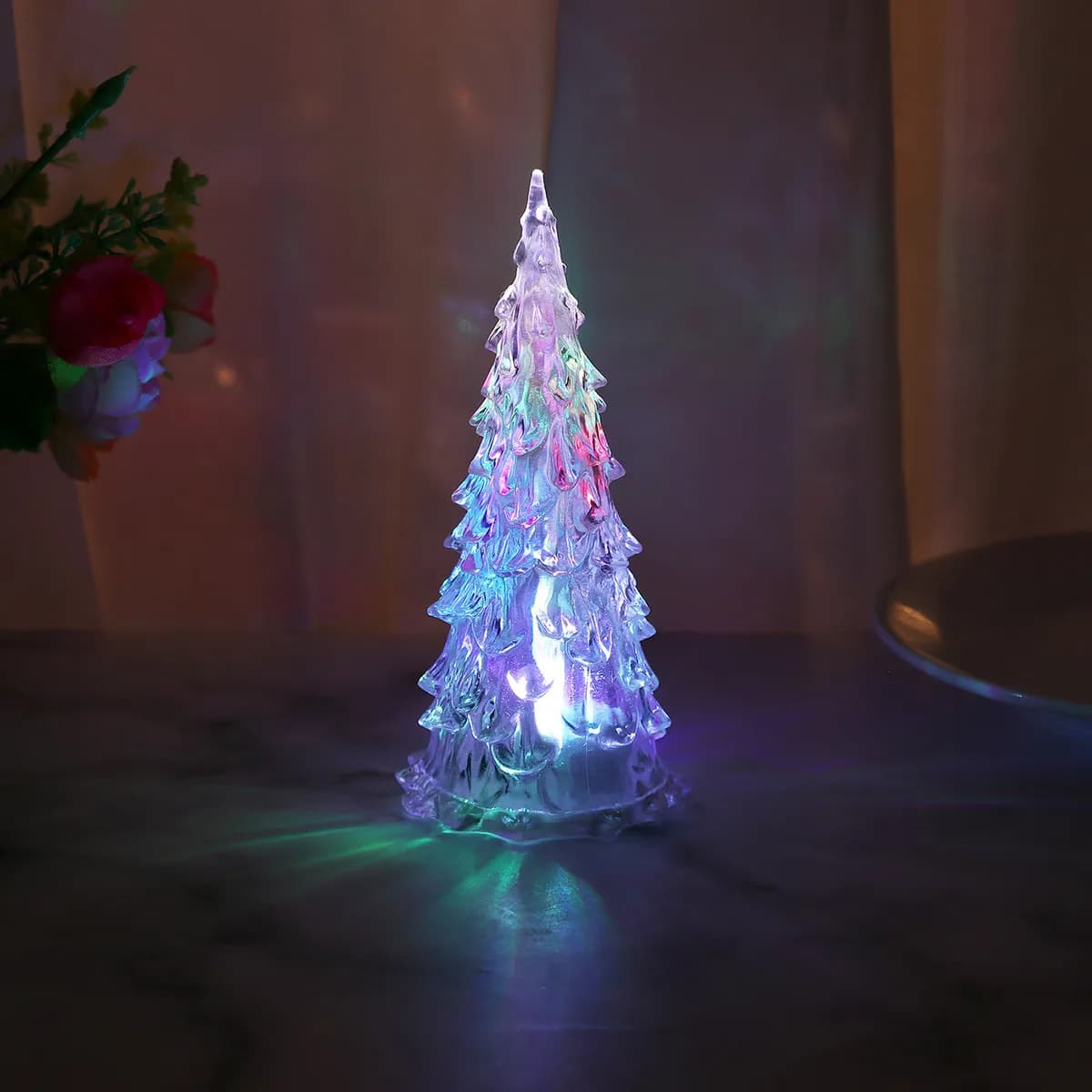 4 luci notturne a LED per albero di Natale, lampade decorative festive per feste al coperto, camera da letto, soggiorno, decorazioni natalizie da tavolo