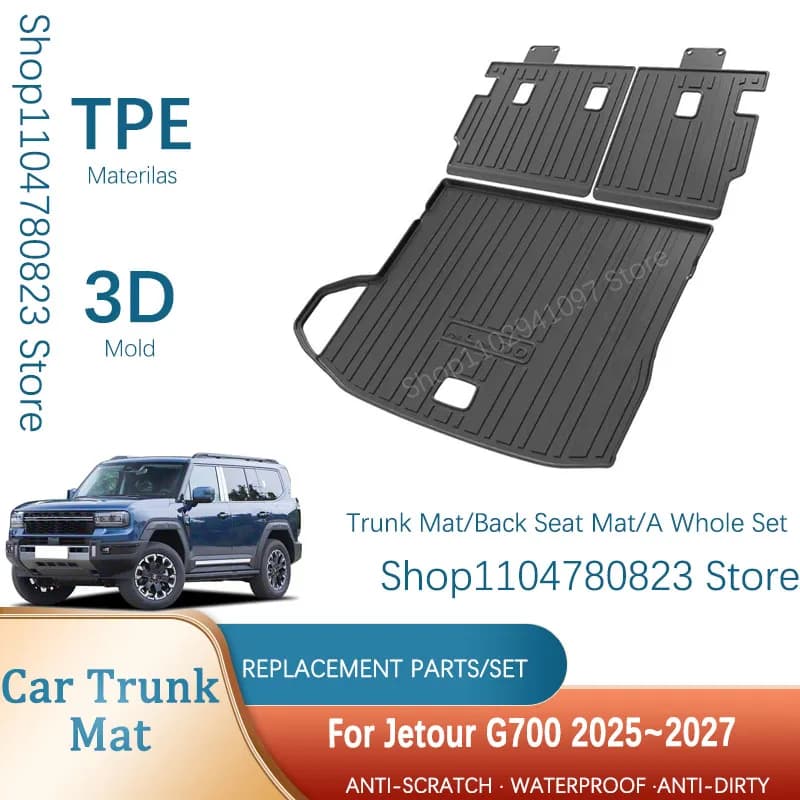 Tappetini per bagagliaio auto per Jetour G700 2025 2026 2027 5/6 posti, tappetini impermeabili per vano portaoggetti, rivestimento posteriore per bagagliaio, coprisedili posteriori, accessori auto