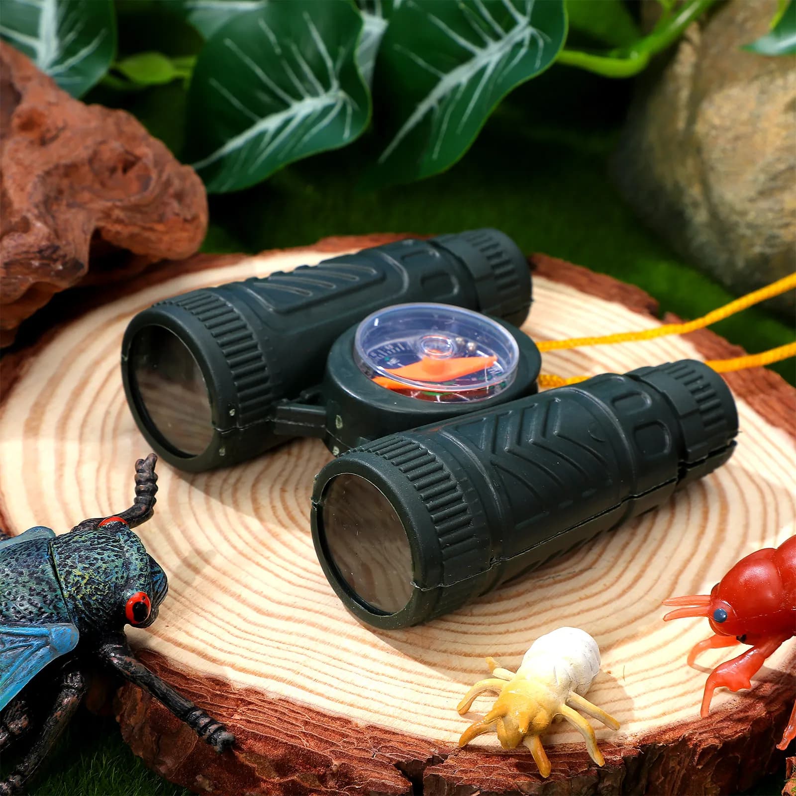 Set di 10 Mini Binocoli con Bussola, Attrezzatura per Esplorazione, Escursionismo, Arrampicata, Osservazione della Natura, Telescopio, Regalo per Allenamento