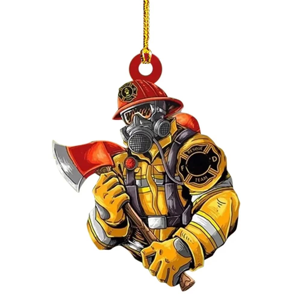 2d acrilico pompiere appeso ornamento albero di natale decorazione creativo vigile del fuoco ciondolo capodanno 2024 casa Festival regalo