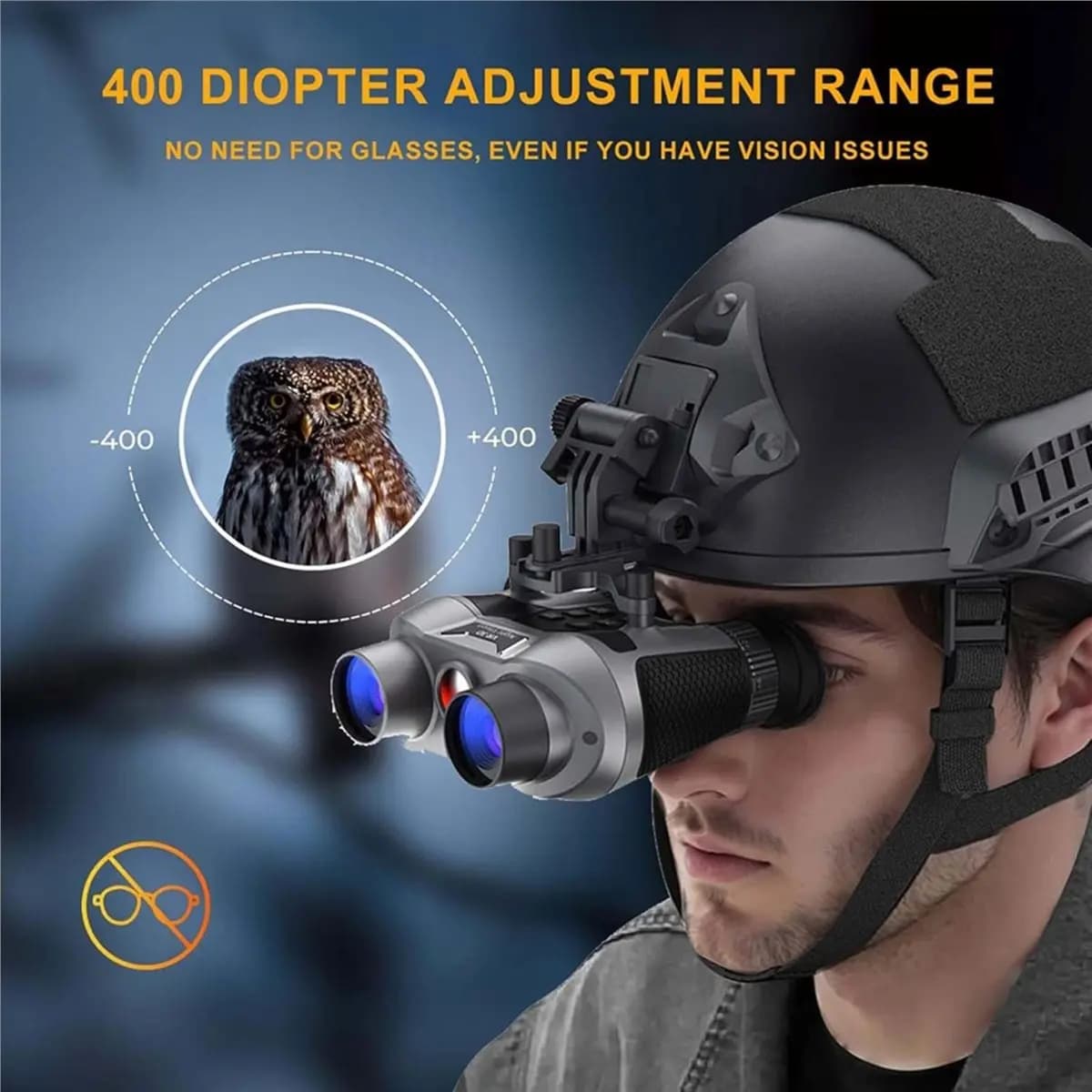 Visore Notturno 3D VR A72U per Adulti, Binocolo a Infrarossi con Zoom Digitale 6X Montato sulla Testa per Campeggio all'Aperto