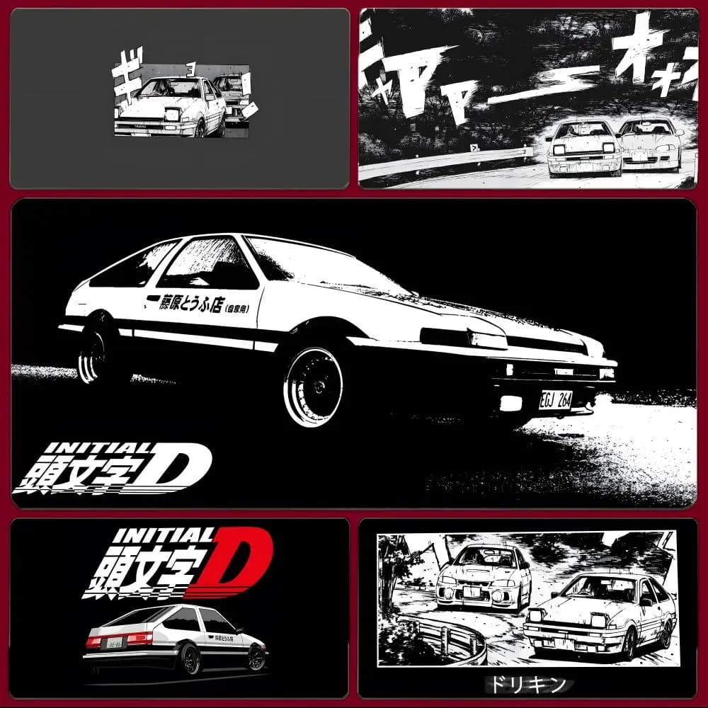 Fantastico tappetino per mouse da gioco I-Initial D Anime Fast, grande, con bordi cuciti, tappetino da scrivania ispessito per PC