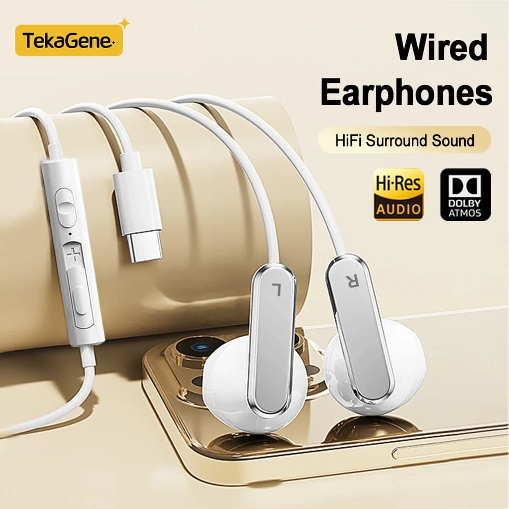 Cuffie USB Type-C HiFi Bass Stereo con Controllo Volume, Auricolari Cablati da 3,5 mm, Cuffie Gaming per iPhone 17, Samsung Galaxy, Xiaomi