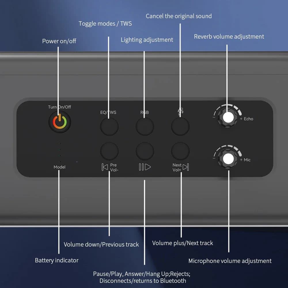 Macchina per karaoke a tripla frequenza con due microfoni wireless, boombox per basso stereo X14 da 200 W, altoparlante per karaoke per adulti e bambini