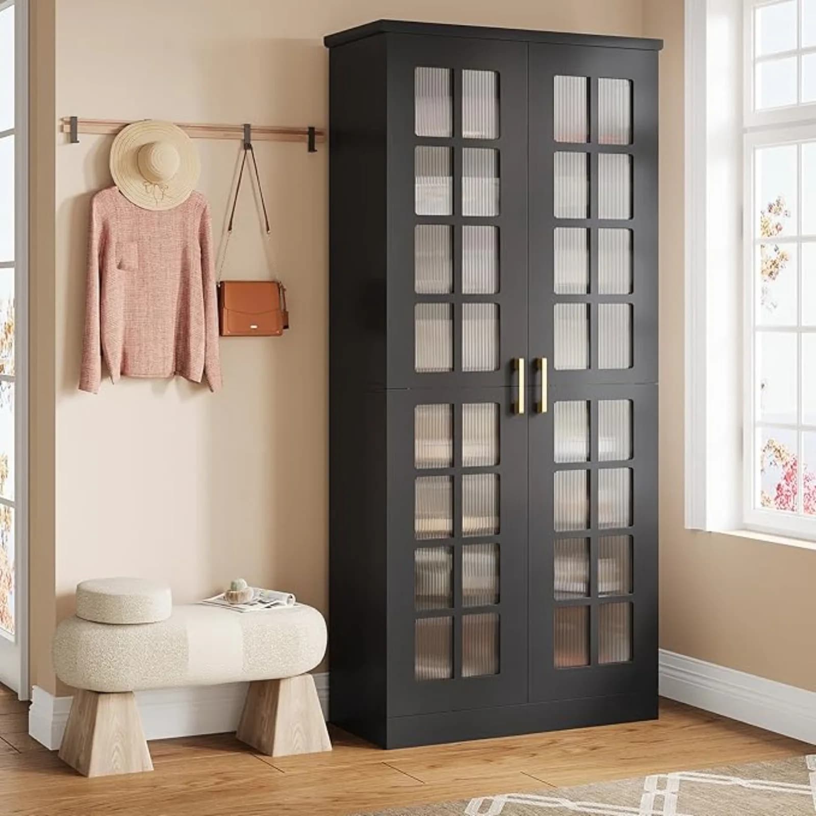 Tall Shoe Cabinet with Do, 8-Tier Shoe Storage with Adjustable Shelves, ern Shoe Organizer Shoe Rack Cabinet or Entryway, Hallwa