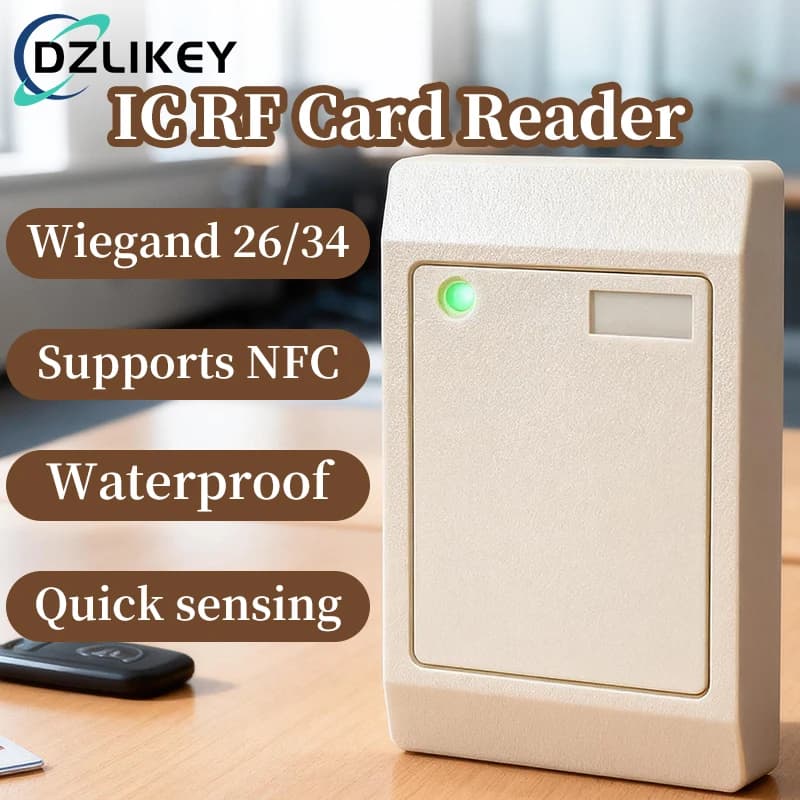 Lettore di Accesso NFC Compatto Bianco con Wiegand, Lettura di Carte IC, Impermeabile, Circuito Antiurto, per Ufficio/Appartamento
