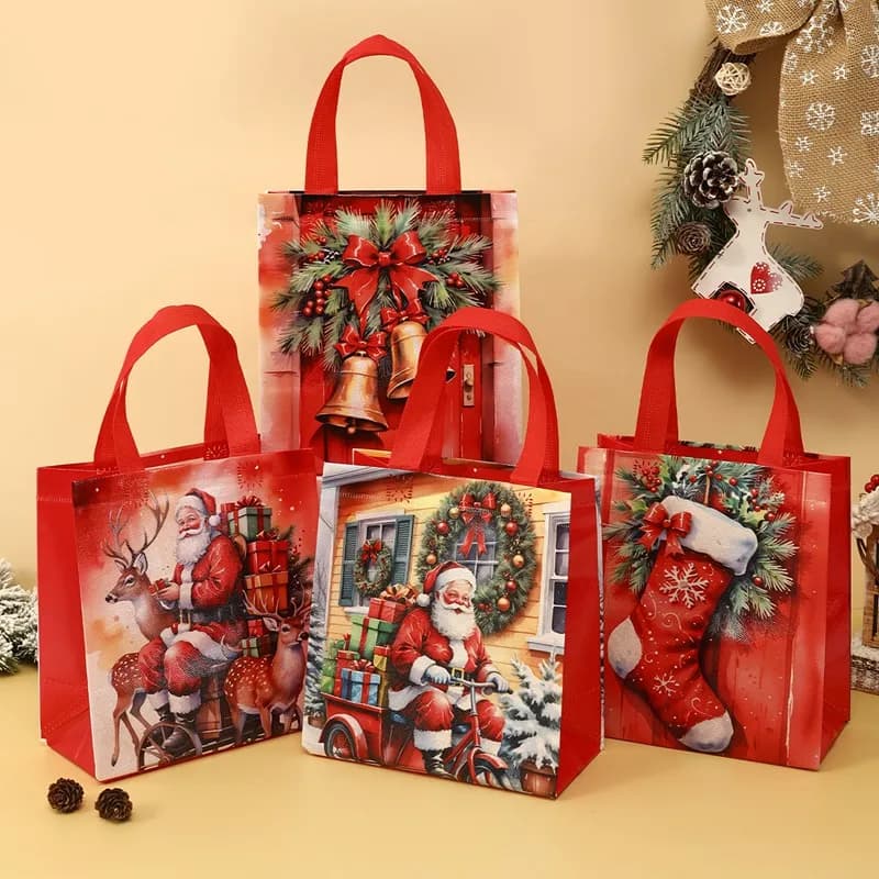 4/8 pcs Christmas gift bag non woven Santa Claus Christmas decorations for home 2025 Christmas gifts Navidad Noel New Year's packing bag