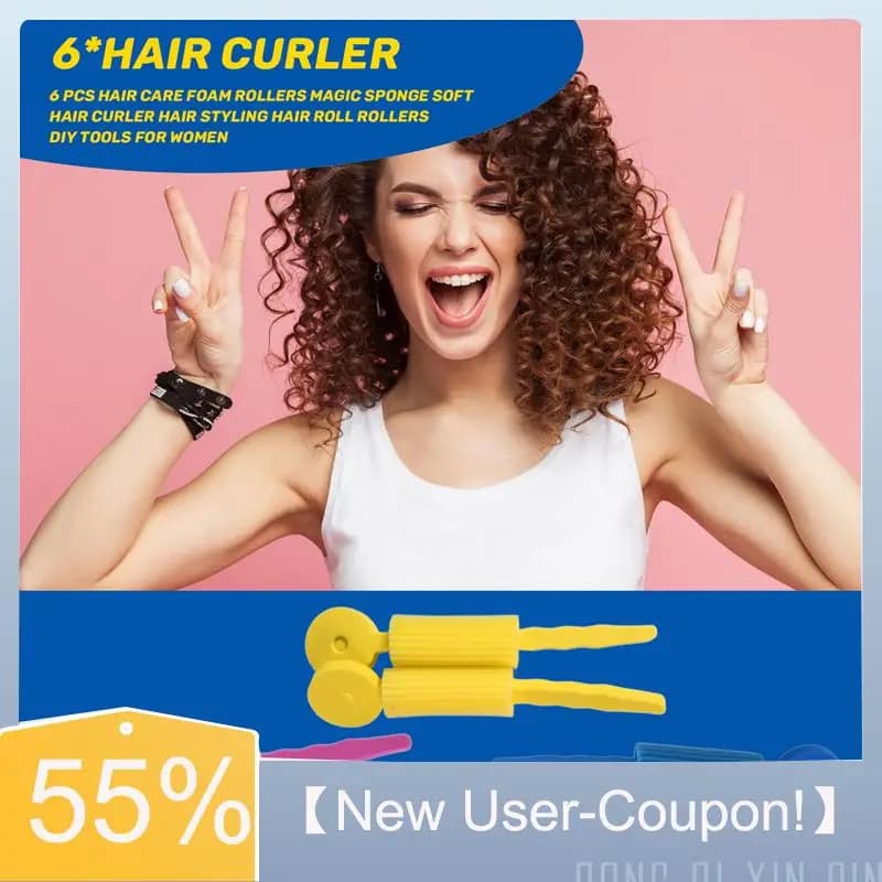 A60T New 6 PCS Hair Care Rubber Roller Polisher Soft Soft Styling Hair Bigodino Styling Coats Rollers FAI Instruments For Women