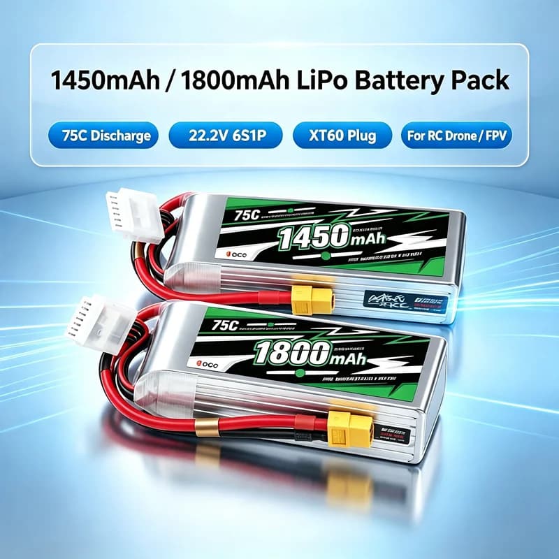 2Pcs Gens ACE 22.2V Lipo Battery 1450mAh 1800mah 75C For RC FPV Airplane Quadcopter Helicopter Drone Parts 6S Battery
