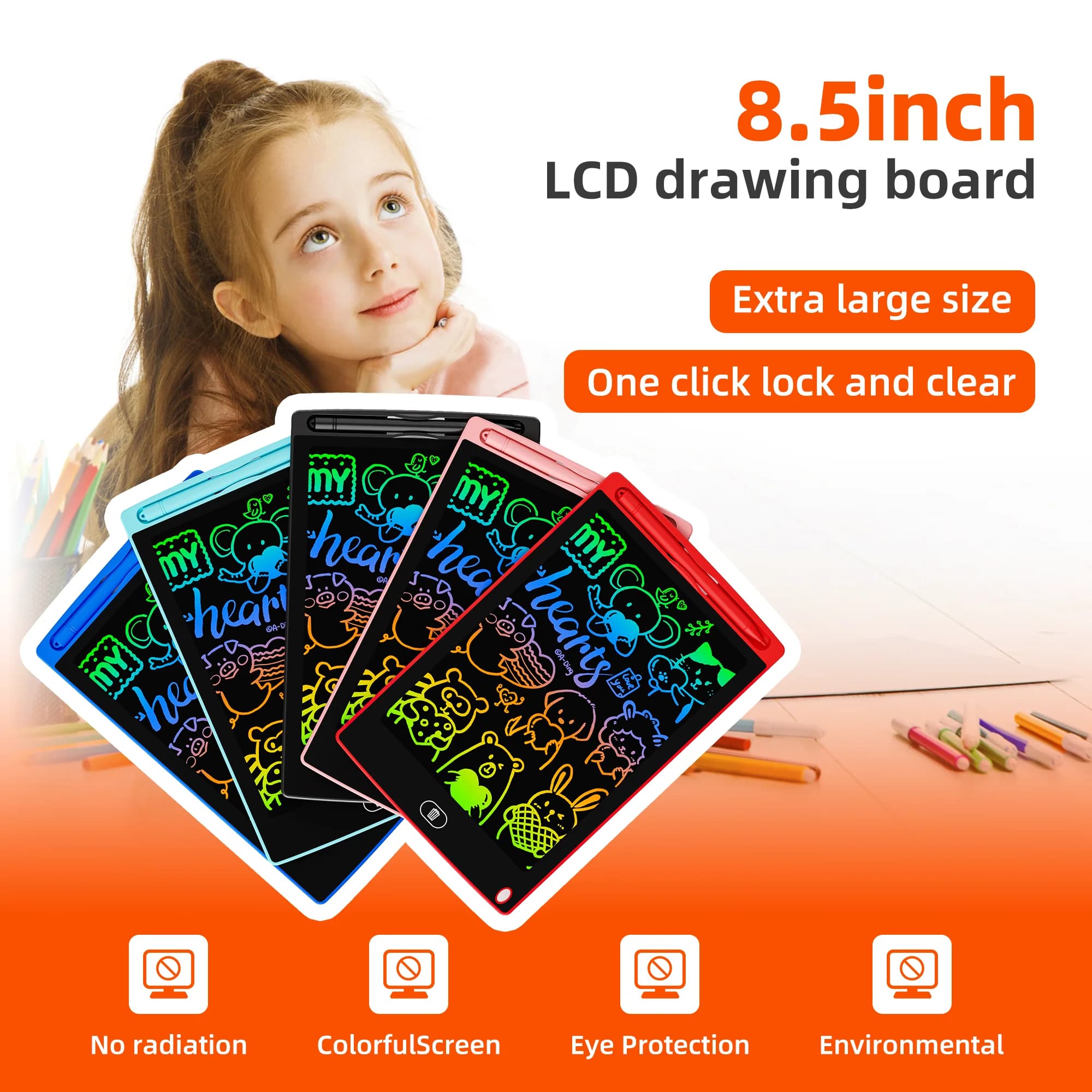 Tavolo da disegno LCD per bambini da 8,5 pollici Lavagna ecologica innocua Lavagna magica elettronica cancellabile Strumento di disegno artistico