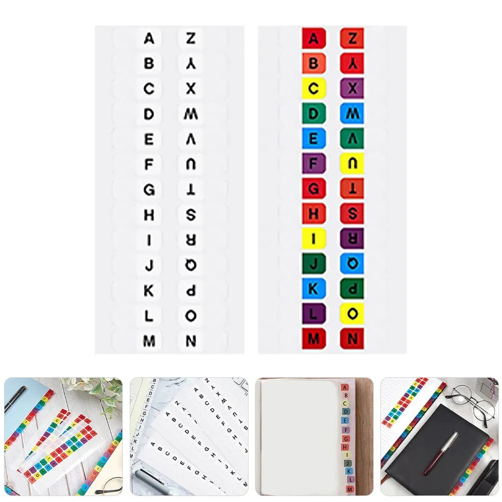 20 Set di Etichette Adesive Alfabeto A-Z Colorate Impermeabili Segnapagina Adesivi per Quaderni Libri di Testo Agende