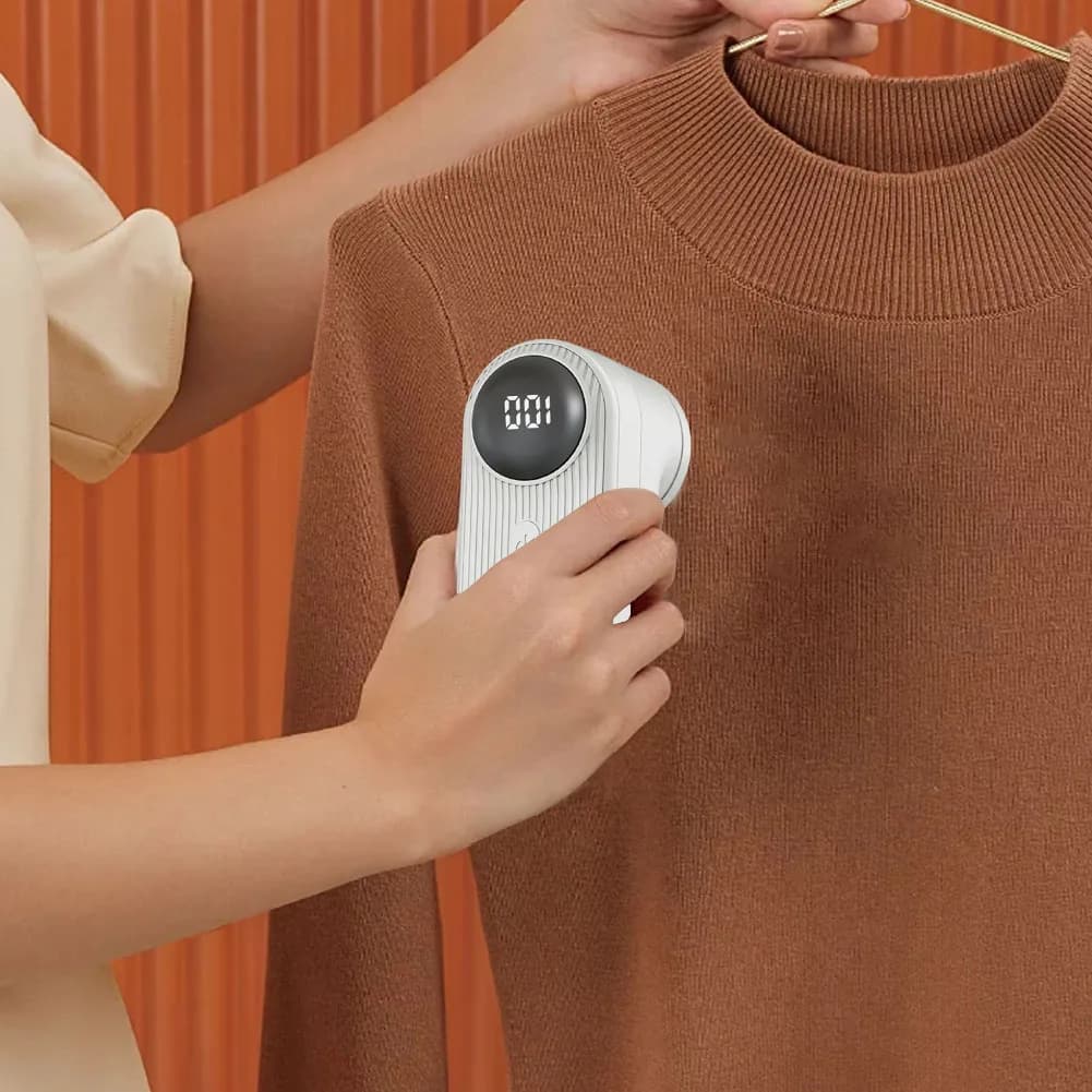 Electric Lint Remover Fabric Shaver USB Rechargeable Sweater Shaver LED Display Portable Fuzz Remover 3 Speed for Home Travel