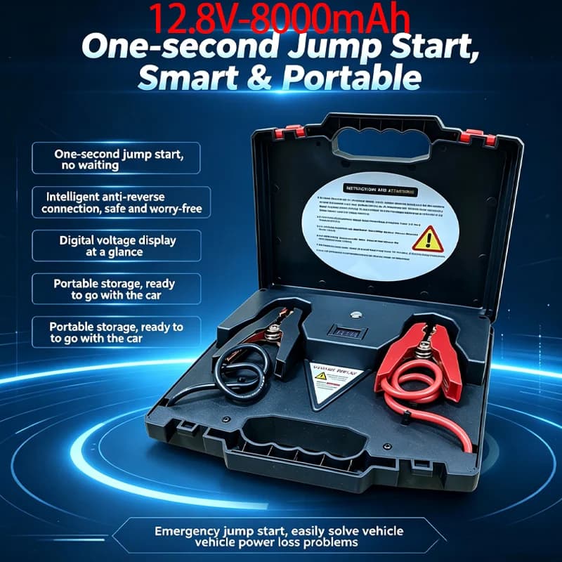 Avviatore d'Emergenza Portatile 12V Professionale, Batteria LiFePo4 12.8V 8000mAh, Strumento di Soccorso per Veicoli