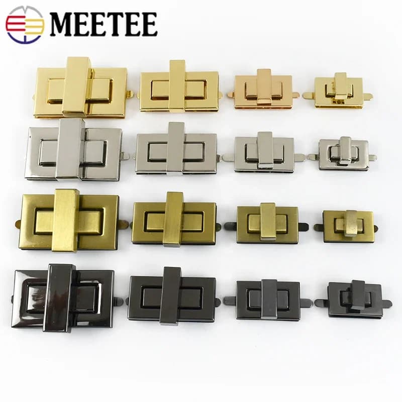 2/5 pezzi borsa con chiusura quadrata fibbia in metallo girare serrature a torsione chiusura per borsa borsa chiusura borse fai da te riparazione accessori hardware