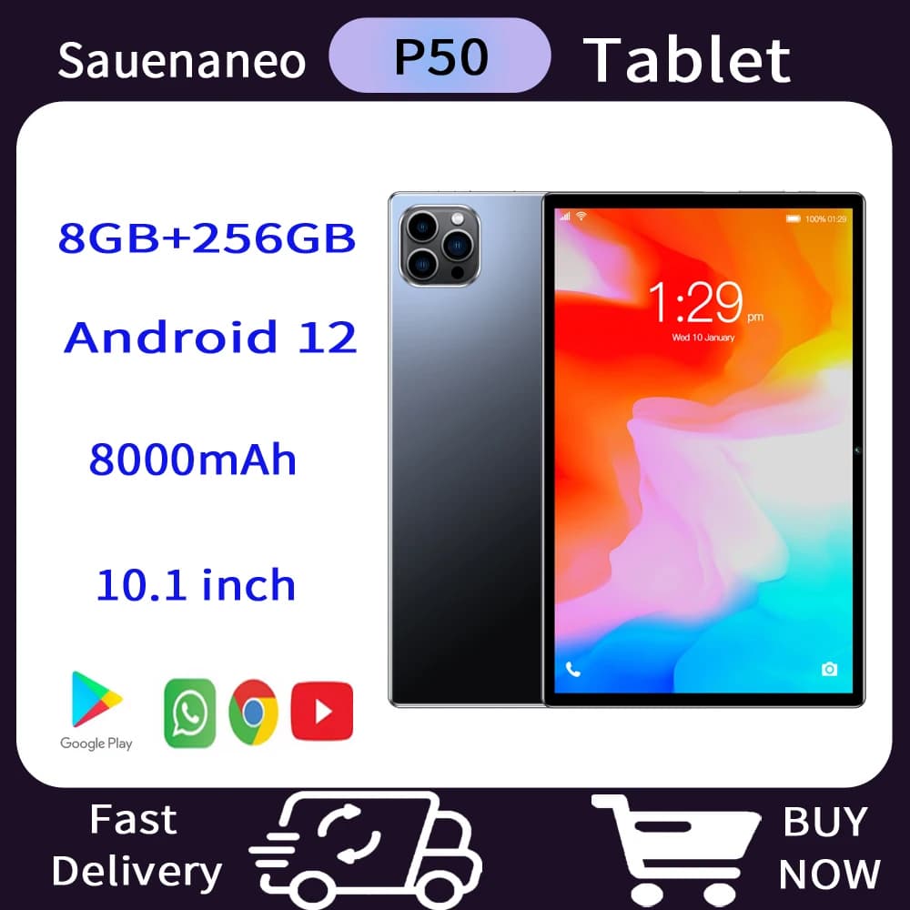 5G WiFi New Original New 10.1 Inch Ultra Large 8 GB of RAM 256 ROM Double Camera Supports Google Android 12.0