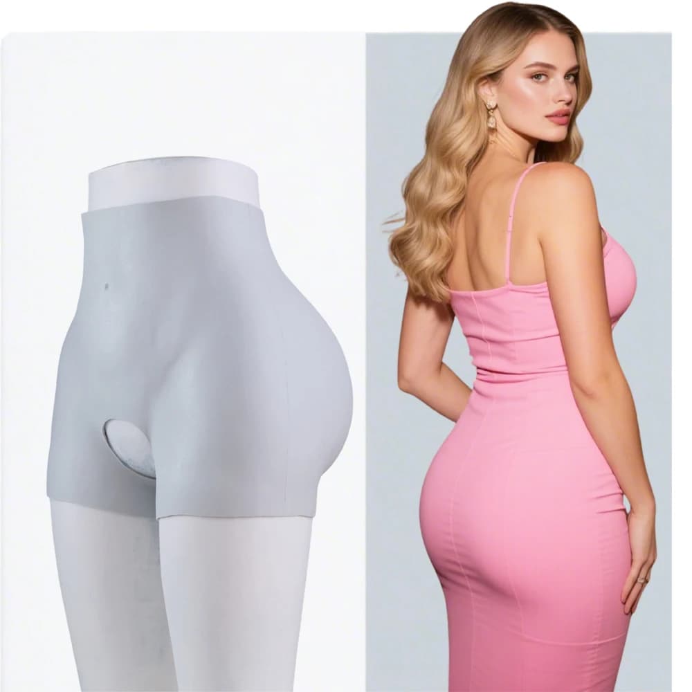 MUSIC POET Pantaloni in silicone per aumentare il volume dei fianchi, con apertura all'inguine, imbottiture finte per glutei, modellanti, sexy, per crossdresser e cosplay, intimo.