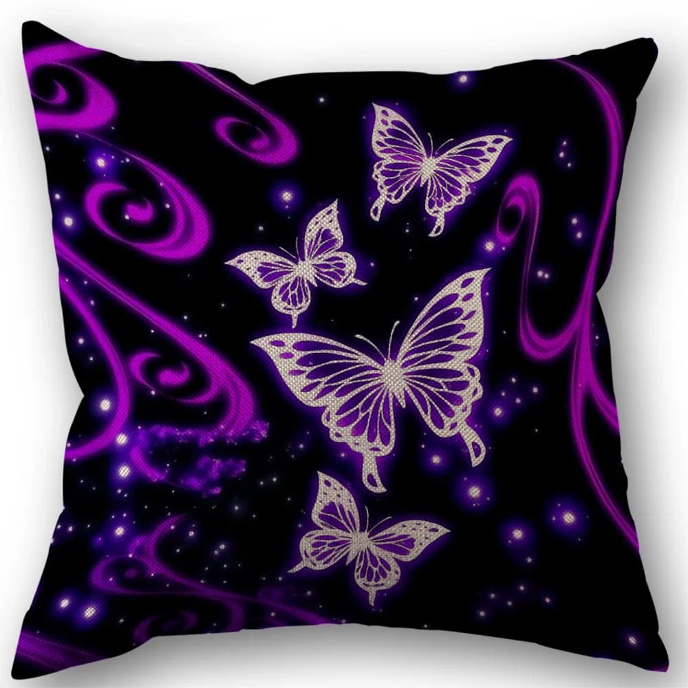 NEW Purple Butterfly Pattern Cushion Cover Sofa Bedroom Car Pillowcase 7.3