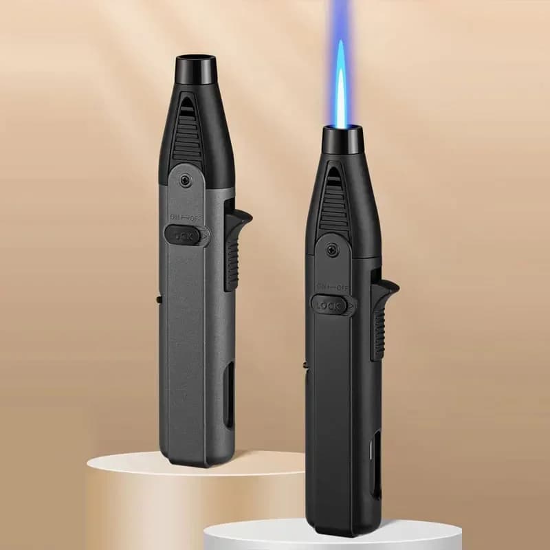 Accendino a gas Jet Flame Accendino antivento con torcia turbo invertita da 360 gradi 1300 ℃ Pistola di accensione per barbecue da cucina con candela al butano ricaricabile