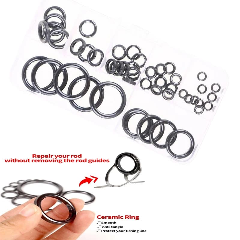 Kit Affidabile per Riparazione Canne da Pesca; Anelli in Alconite e Guide in Ceramica Inclusi