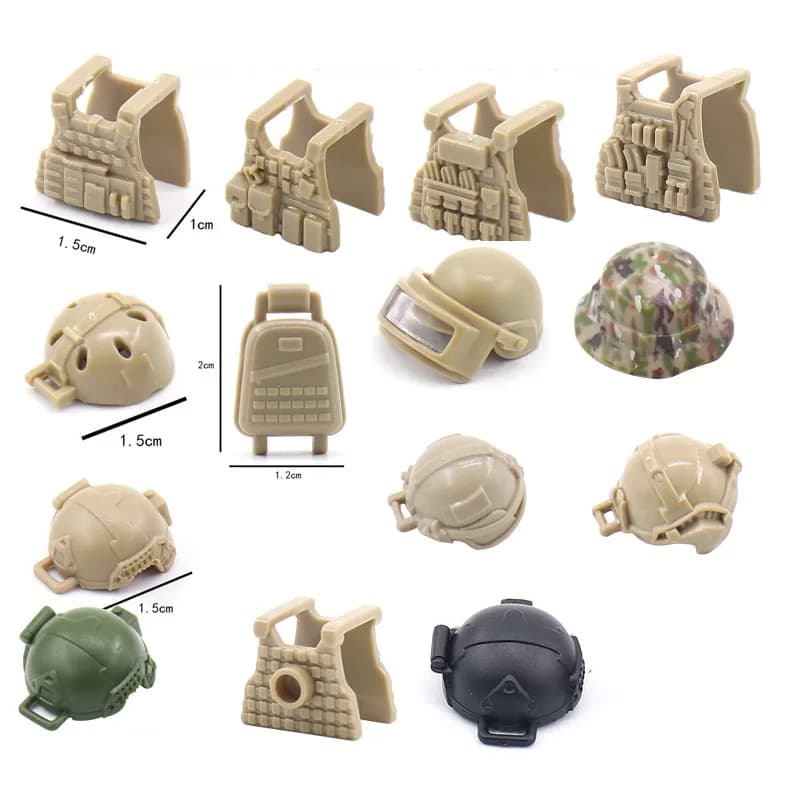 Arma militare Mini Action Figures casco gilet soldato forze speciali MOC fai da te SWAT esercito parti della polizia Building Block mattoni giocattoli
