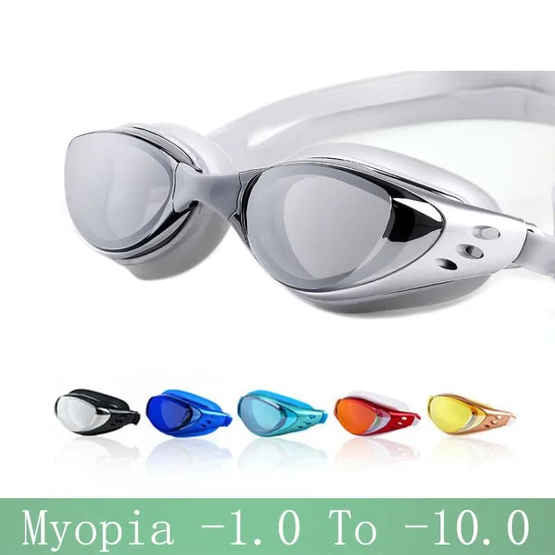Men's Myopia Swim Glasses Woman -1.0~-10 Swim Glasses with Prescribed Waterproof Coating Silicone Sub Eyelets for Water